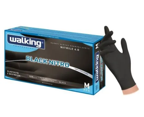 GUANTI NITRILE L WALKING CHEF SENZA POLVERE NERO 410GR 100PZX10CFXCT ART.012687