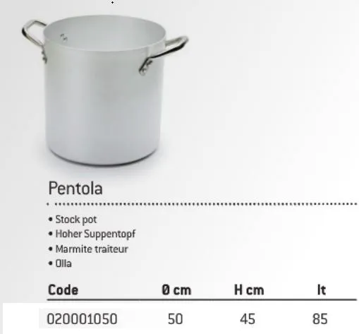 PENTOLA 3MM C/DUE MANICI D50 ALLUMINIO FASA