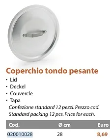 COPERCHIO TONDO D28 ALLUMINIO FASA