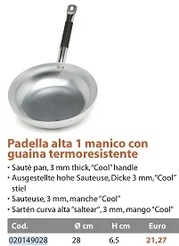 PADELLA ALTA 3MM C/GUAINA TERMORESISTENTE D28 ALLUMINIO FASA