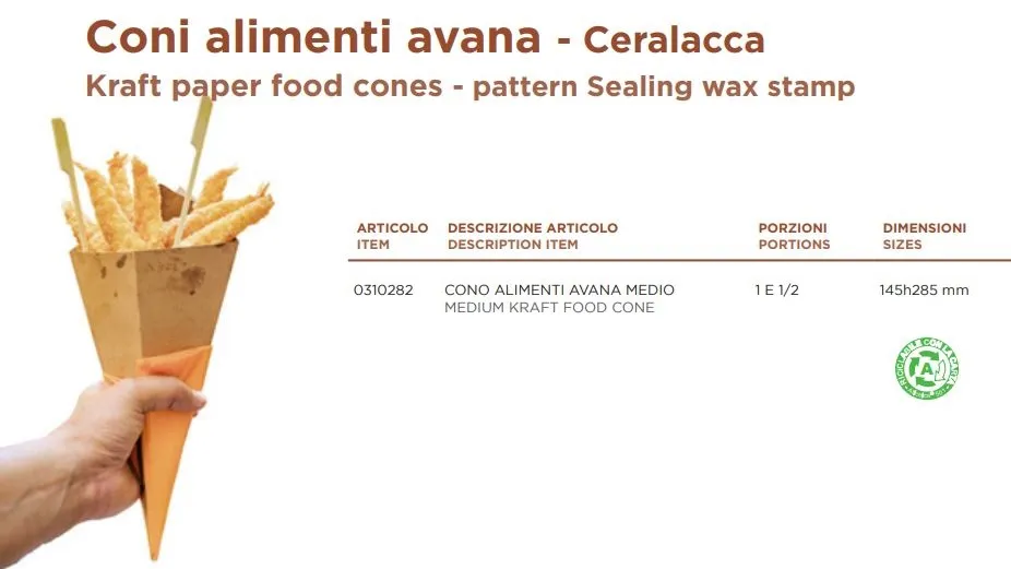 CONO PER FRITTI KRAFT/PE CM14.5X28.5H 100PZX10CF
