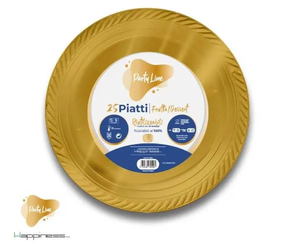 PIATTO DESSERT D16.5 ORO PPS RIUTILIZZABILE 25PZX18CF