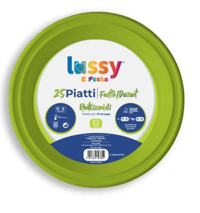 PIATTO DESSERT D16.5 VERDE PPS RIUTILIZZABILE 25PZX18CF