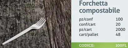 FORCHETTA PLA COMPOSTABILE BIANCO 100PZX20CFXCT