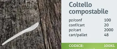 COLTELLO PLA COMPOSTABILE BIANCO 100PZX20CFXCT