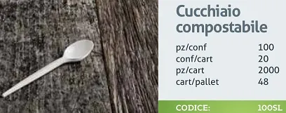 CUCCHIAIO PLA COMPOSTABILE BIANCO 100PZX20CFXCT
