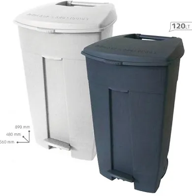 PATTUMIERA MOBILE C/ PEDALE 120L GRIGIO