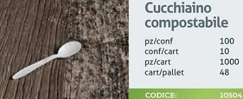 CUCCHIAINO DESSERT 12CM PLA COMPOSTABILE BIANCO 100PZX10CFXCT