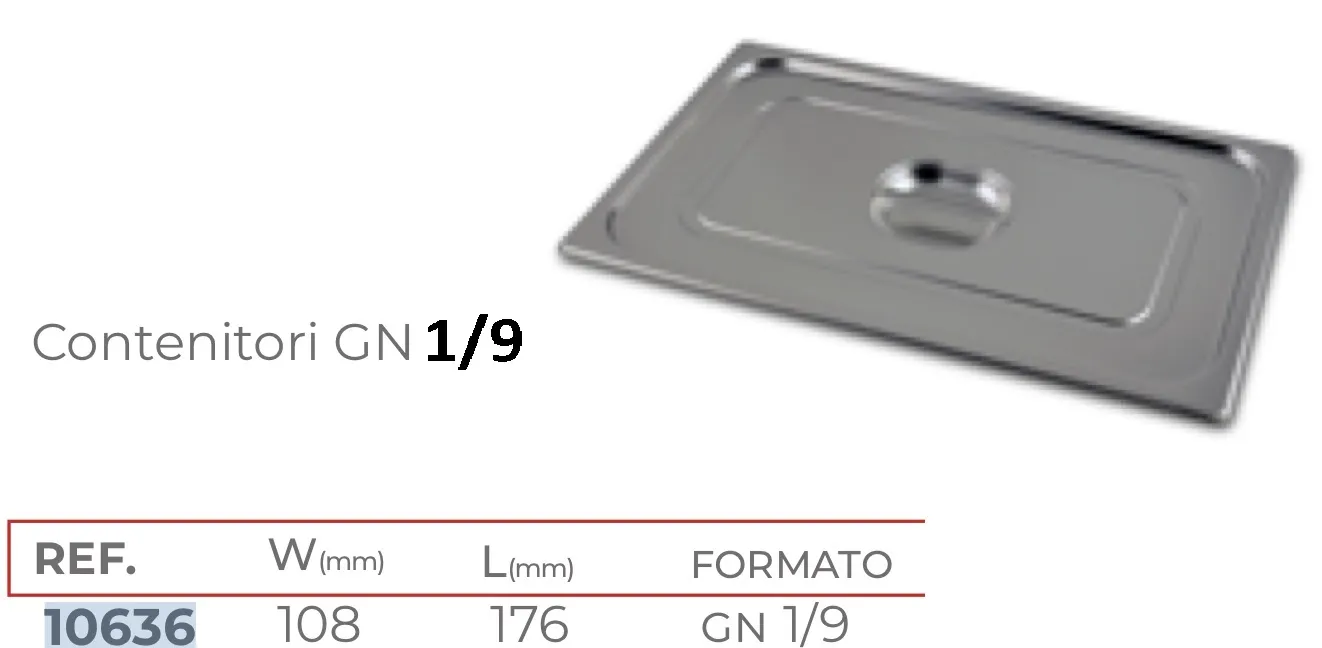 COPERCHIO BACINELLA IN ACCIAIO 1/9 6PZXCT P190007