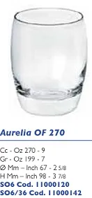 BICCHIERE ACQUA AURELIA 270CL S06/36 6PZXCF VETRO