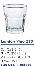 BICCHIERE TUMBLER BASSO 210CC LONDON 6PZXCF VETRO