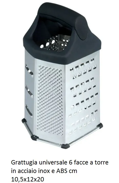 GRATTUGIA UNIVERSALE A TORRE 6 FACCE CM10.2X12X20 ACCIAIO