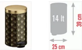 PATTUMIERA PEDALE 14LT DECORATO ORO E NERO