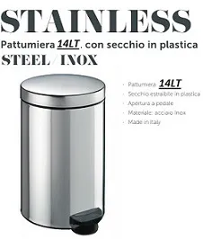 PATTUMIERA PEDALE 14LT ACCIAIO INOX STAGNATO