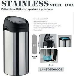PATTUMIERA 60LT INOX A PRESSIONE