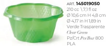 COPPETTA GELATO PLA 210CC VERDE 50PZX16CF