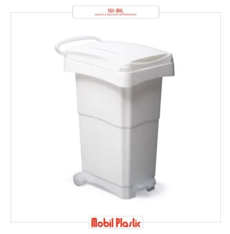 PATTUMIERA 80LT BIANCO C/COPERCHIO E 2 RUOTE 65X40X81H + KIT TAPPI DIFFERENZIATA