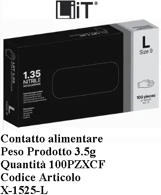 GUANTI NITRILE L SENZA POLVERE NERO 3.5.GR 100PZX10CF