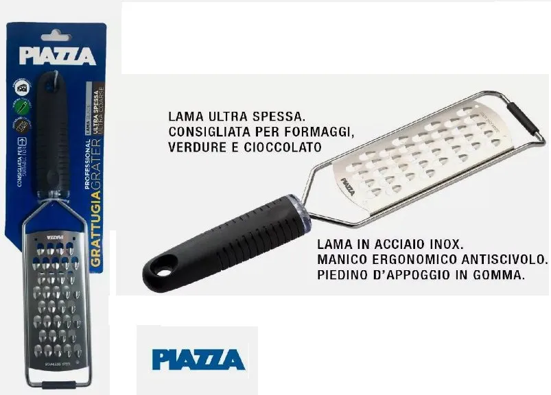GRATTUGIA LAMA ULTRA SPESSA C/MANICO ANTISCIVOLO CM6.5X13.5 ACCIAIO