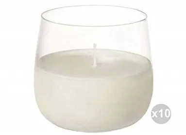 CANDELA VASO ELLIE 68X70 20H BIANCO VETRO
