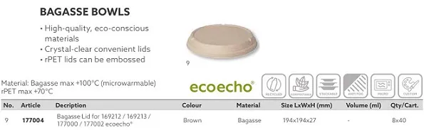 COPERCHIO BAGASSE TONDA ECO 800/900/1000/1200 MARRONE 40PZX8CF 198933