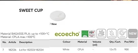 COPERCHIO BICCHIERE SWEET 35/47CL PLA 75PZX12CF
