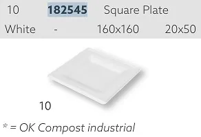 PIATTO PIANO QUADRO 16X16 COMPOSTABILE BIANCO 50PZX40CFXCT 205780
