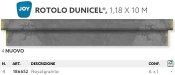 TOVAGLIA A ROTOLO DUNICEL 1.18X10MT ROYAL GRIGIO 6RT
