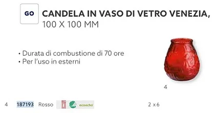 CANDELA 100X100 VENEZIA ROSSO 6PZX2CF VETRO