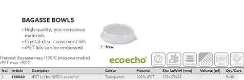 COPERCHIO BAGASSE TONDA 500/600ML TRASPARENTE 40PZX9CFXCT