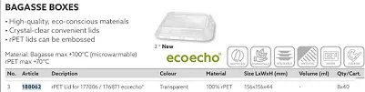 COPERCHIO BAGASSE QUADRO 900ML TRASPARENTE 40PZX8CF