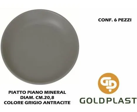 PIATTO DESSERT PIANO D20 MINERAL GRIGIO ANTRACITE PP 6PZX9CFXCT
