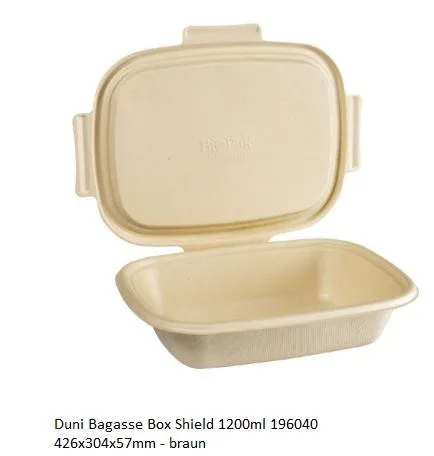 BOX BAGASSE RETTANGOLAR ECO 1200ML CM19.5X26.5X5.6H POLPA MARRONE +100 50PZX4CF