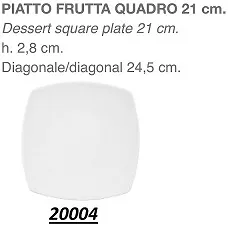 PIATTO FRUTTA QUADRO TOKIO CM21X21 PORCELLANA BIANCO 6PZXCF