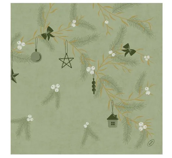 TOVAGLIOLO 40X40 DUNISOFT NOEL PISTACCHIO VERDE BIO COMPOSTABILE NATALE 60PZX6CF