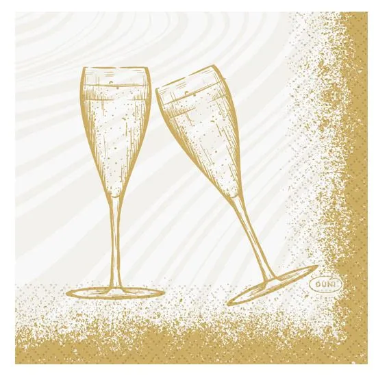 TOVAGLIOLO 3V 24X24 DUNI SPARKLY CHEERS WHITE 50PZX20CFXCT CAPODANNO