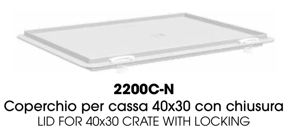 COPERCHIO VASCHETTA CONTENITORE IMPILABILE C/CHIUSURE 30X40 PP BIANCA