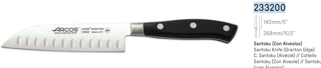 COLTELLO PROFESSIONALE SANTOKU RIVIERA 14CM ASTUCCIATO