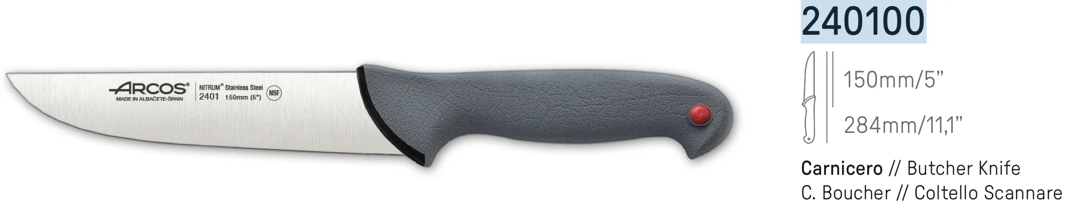 COLTELLO PROFESSIONALE DA MACELLAIO 15CM CON LAMA ARROTONDATA- COLOUR PROF