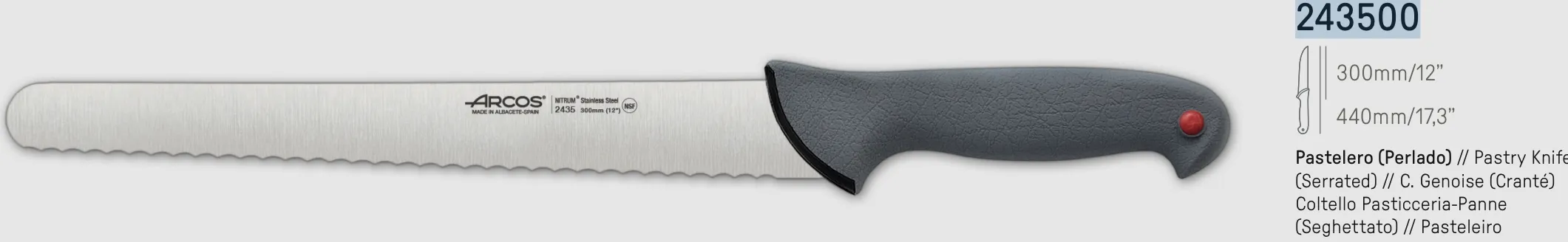 COLTELLO PROFESSIONALE SEGHETTATO 30CM - COLOUR PROF