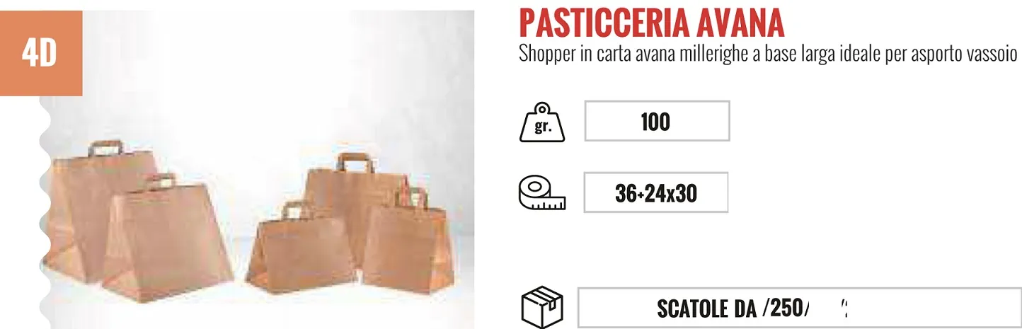 SHOPPERS TAKE AWAY CARTA AVANA 36+24X30 90GR 250PZ