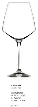BICCHIERE CALICE ARIA VINO ROSSO 79CL 6PZXCF VETRO