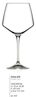 BICCHIERE CALICE ARIA 72CL 6PZXCF VETRO