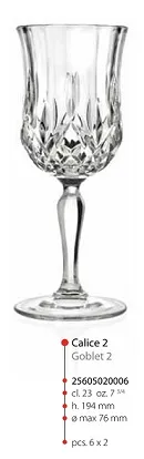 BICCHIERE CALICE OPERA 2 23CL 6PZXCF VETRO