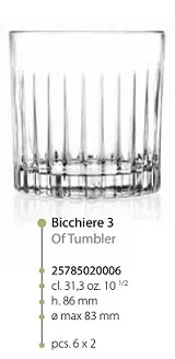 BICCHIERE TUMBLER BASSO TIMELESS 3 31CL 6PZXCF VETRO