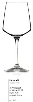 BICCHIERE CALICE ARIA 38CL 6PZXCF VETRO