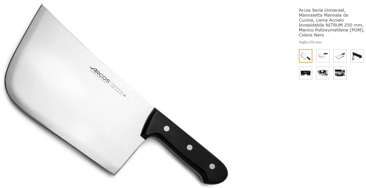 MANNAIA COLTELLO PROFESSIONALE ACCIAIO 25CM