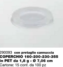 COPERCHIO BICCHIERE 160/200/230/355 PZ100