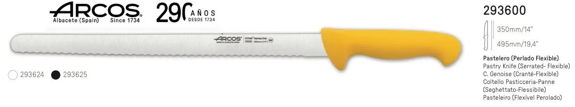 COLTELLO PROFESSIONALE SEGHETTATO DA PASTICCERIA PANE 35CM