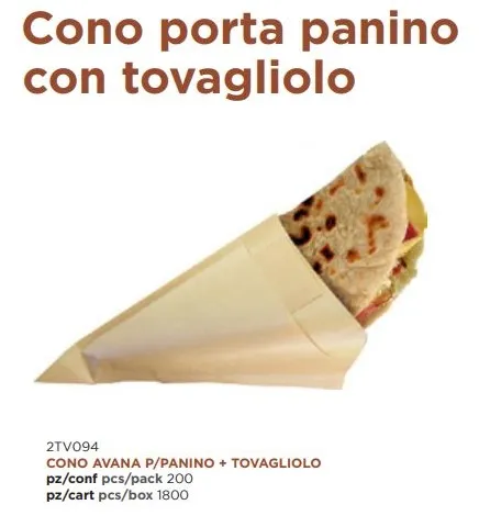 CONO PORTA PANINO CARTA OLEANE C/TOVAGLIOLO 200PZX9CF